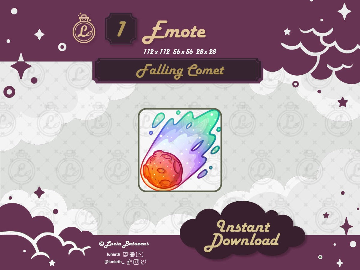 Rainbow Falling Comet Emote design.