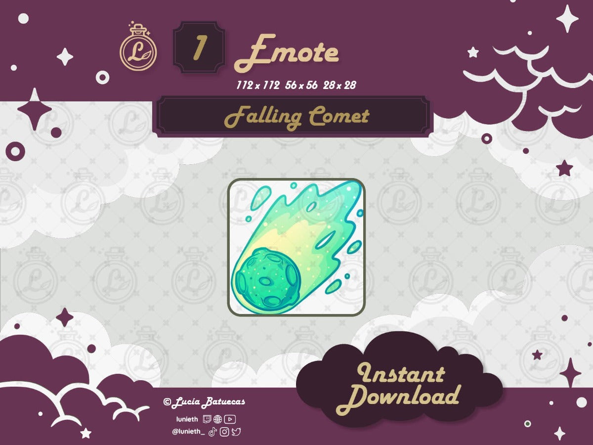 Turquoise Green Falling Comet Emote design.