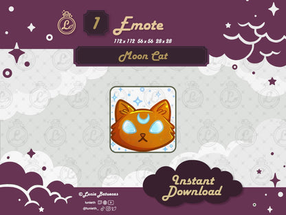 Orange Moon Cat with big blue open eyes design.