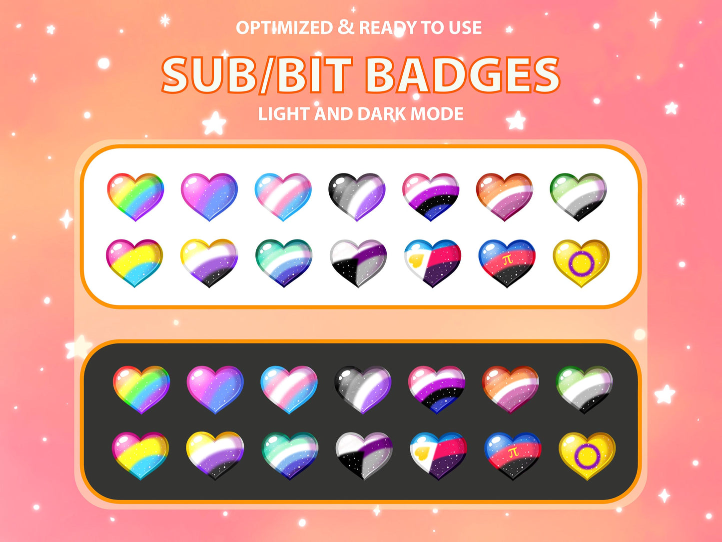 14 Pride Flag Heart Sub & Bit Badge Set [Digital Product]