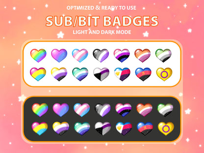14 Pride Flag Heart Sub & Bit Badge Set [Digital Product]